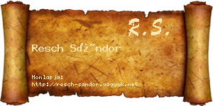Resch Sándor névjegykártya